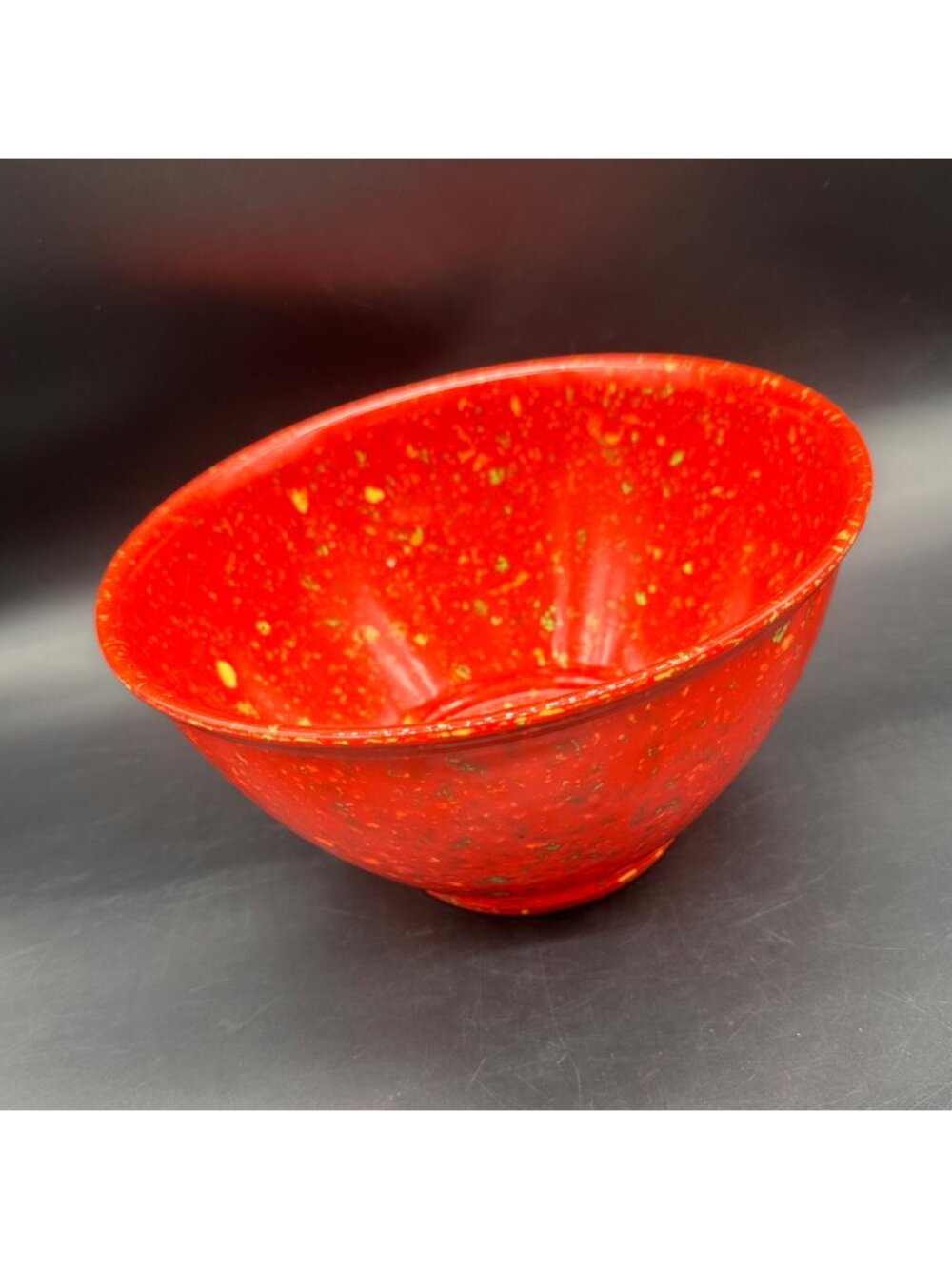 Rachael Ray Red Confetti Speckled Melamine Mixing Bowl Garbage Rubber Bottom 10”